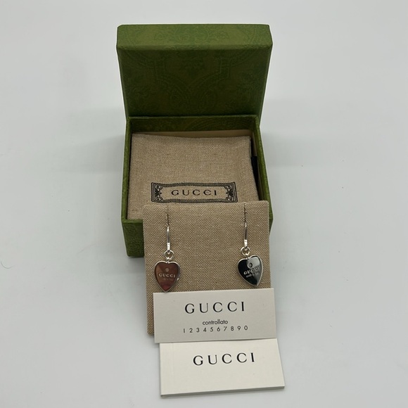 2496- Gucci Heart-Shaped Drop Earrings with Box & Authentication NWT - Picture 2 of 6